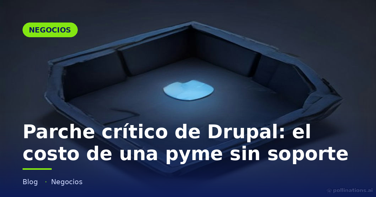 Portada del artículo «Parche crítico de Drupal: el costo de una pyme sin soporte» en saibher.com