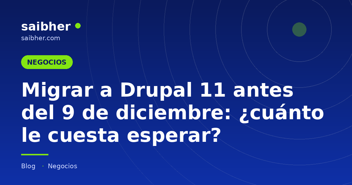 Portada del artículo «Migrar a Drupal 11 antes del 9 de diciembre: ¿cuánto le cuesta esperar?» en saibher.com