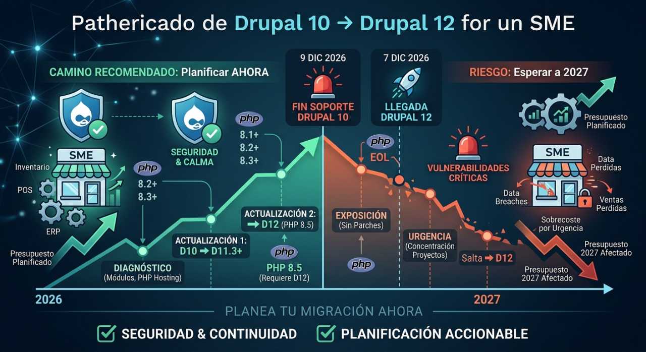 Drupal 12 sale el 7 de diciembre: ¿la pyme debe esperar?