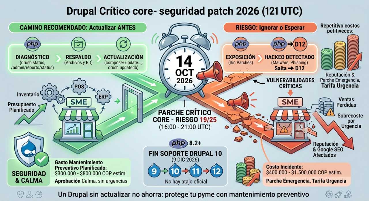 Parche crítico de Drupal: el costo de una pyme sin soporte