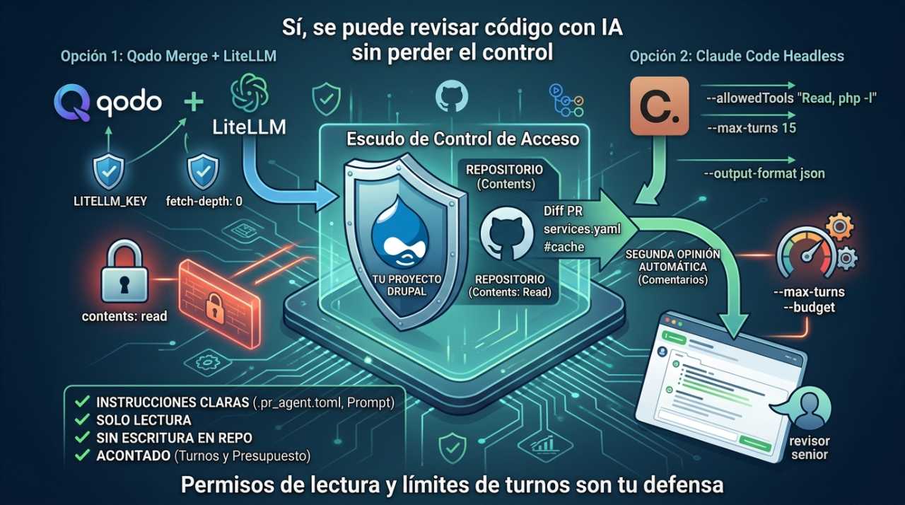 Revisión de código con IA en GitHub Actions para Drupal y PHP
