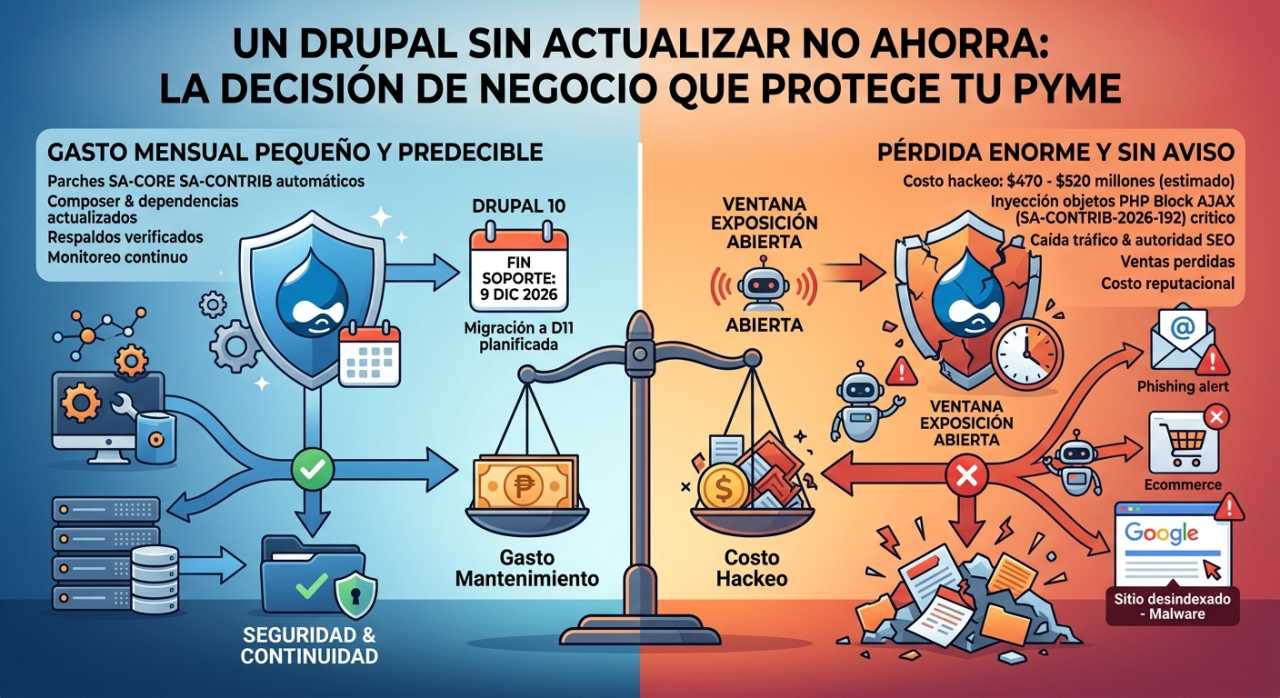 Drupal sin actualizar: el costo real de un hackeo a tu pyme