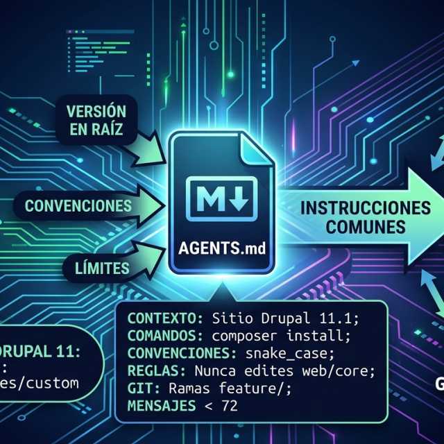 Portada del artículo «AGENTS.md: un solo archivo para todos tus agentes de IA» en saibher.com